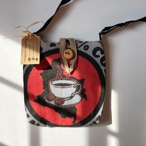 Crossbody Bag: Upcycled Burlap Coffee Bag